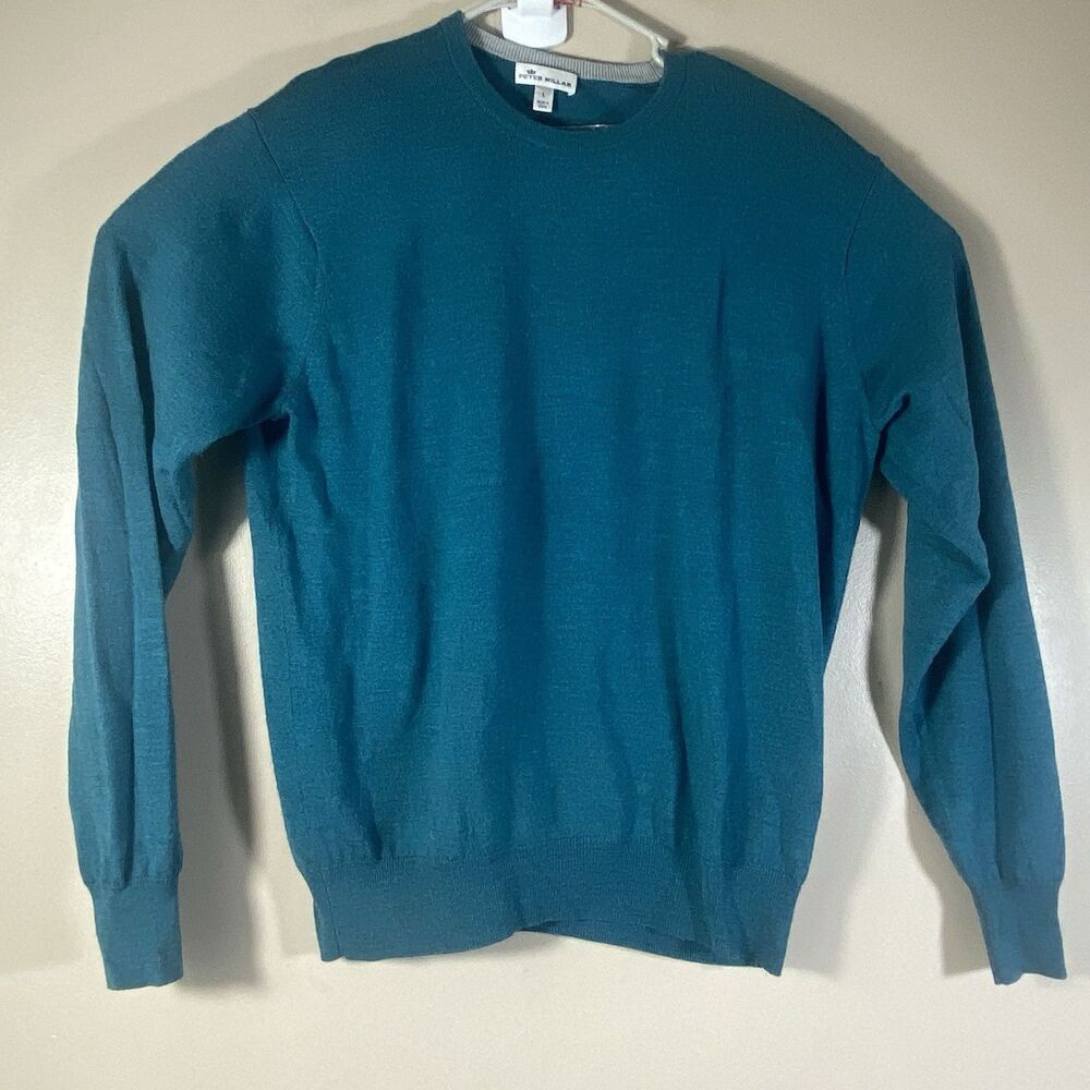 Peter Millar Men's Crown Soft Wool & Silk Sweater Teal Blue Men Large MF18S42